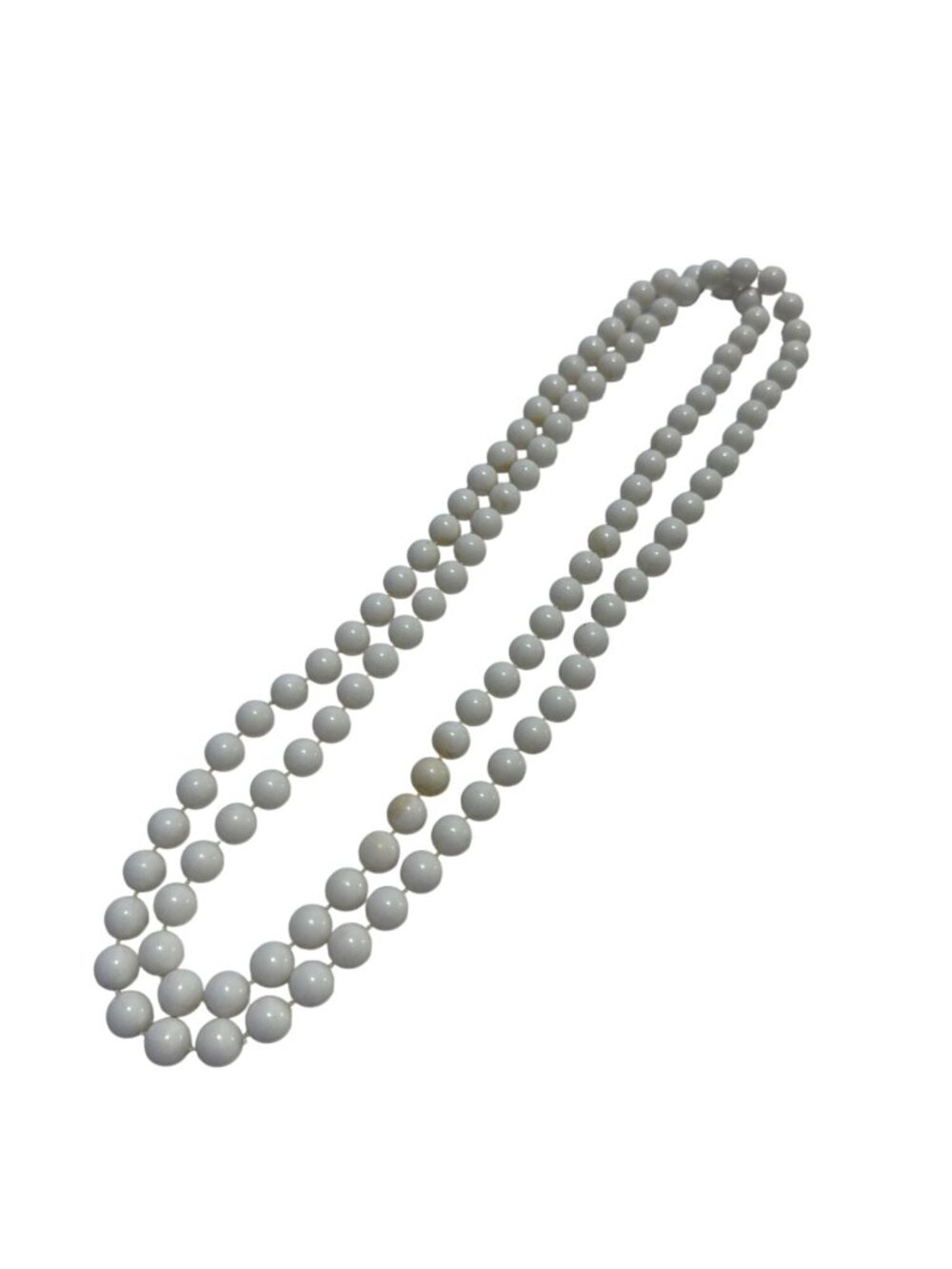 Vintage White Plastic Ball Bead Necklace Minimalist Costume Jewelry Gift
